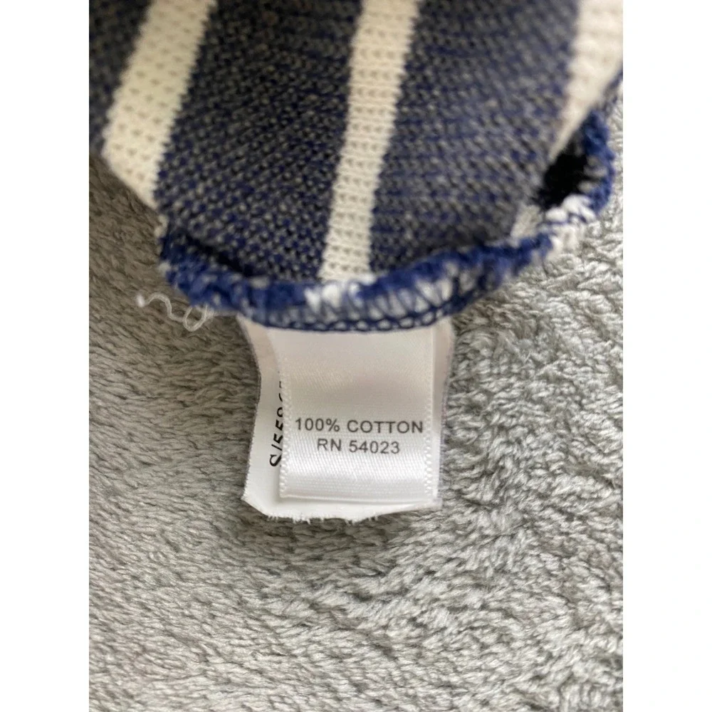 Banana Republic Mens Navy Blue White Striped Quarter Zip Pullover Sweater Large